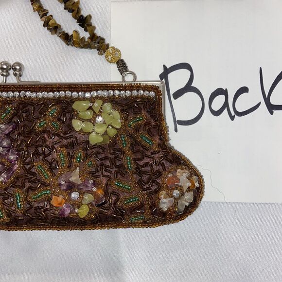 Vintage Handled Purse Handbag Victorian Style Genuine Black Onyx Carnelian - Picture 6 of 15